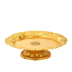 Роскошный рельефный дизайн, закругленная Золотая подставка для торта, поднос для фруктов, поднос для торта, торта, десерта, сервера
