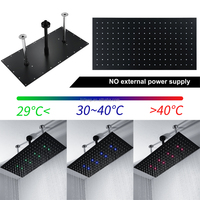 HIDEEP – ensemble de douche à Led, puissance d'eau 24x12 pouces, grande taille, jets de pluie montés au plafond, système de douche noir mat
