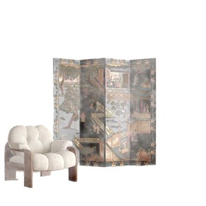 Biombo Plegable de Madera Maciza con Acabado Lacado, 240x183cm, Estilo Vintage, para Dividir Habitaciones, Sala de Estar, Dormitorio, Oficina, Hotel, Entrada - Product Image 5