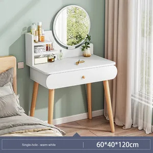 Bàn trang điểm phòng ngủ tối giản hiện đại có gương trang điểm có đèn, bàn tích hợp nhỏ gọn cho phòng cho thuê - Product Image 5