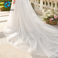 Tissu en tulle 100 % nylon recyclé, léger, aérien, délicat, drapé, brillant, 21 g/m², pour robes de mariée de luxe