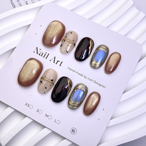 <span class=keywords><strong>Uñas</strong></span> postizas hechas a mano con degradado <span class=keywords><strong>de</strong></span> tinta oceánica, adornos <span class=keywords><strong>de</strong></span> estrellas <span class=keywords><strong>de</strong></span> mar con lámina metálica, <span class=keywords><strong>uñas</strong></span> cortas estilo ballet. - Product Image 1