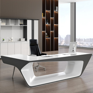 โต๊ะเขียนหนังสือคอมพิวเตอร์แบบทันสมัยทันสมัยเฟอร์นิเจอร์สีขาวหรูหราโต๊ะสำนักงานแบบเจ้านายใช้คอมพิวเตอร์ - Product Image 6