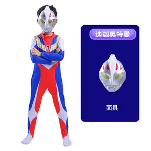 गर्म बिक्री Ultraman Cosplay Tiga Geed शून्य ओर्ब वेशभूषा डीलक्स टोपी हेलोवीन बच्चे के साथ Jumpsuit