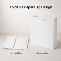 Sac cadeau en papier blanc avec poignées en corde torsadée, emballage de vente au détail pliable pour événements, boutiques et présentation de marques