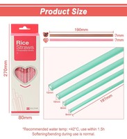 Pailles en paille de riz biodégradables, jetables, naturelles, compostables, de qualité alimentaire, sûres et comestibles, 197 mm