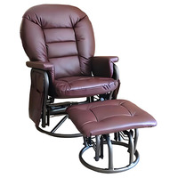 Fauteuil inclinable en similicuir rembourré avec repose-pieds et structure métallique pour chambre et hôtel