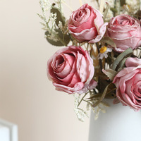 Y-074 Neues Design Hochwertige Seidenrosen-Sträuße Künstliche Blumen Hochrealistische Dekoration für Zuhause Hochzeit Party Event Tischdekoration
