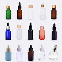 Flacon compte-gouttes cylindrique à épaule plate en verre ambré transparent ou dépoli de 1 oz (30 ml) pour sérum et huile essentielle