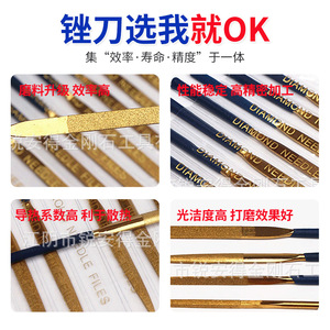 Electroplated Alloy File 3x140 Flat Triangular Round Assorted Titanium Plated Diamond <b>Abrasive</b> <b>Tool</b> For Stainless Steel - Product Image 2
