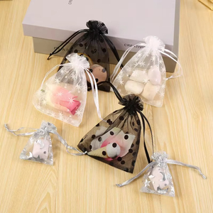 Bolsa de Organza Blanca con Cordón de 5"x7", Bolsas de Regalo de Organza con Patrón de Puntos, Bolsa Pequeña de Organza con Cordón para Regalos con Estampados - Product Image 5