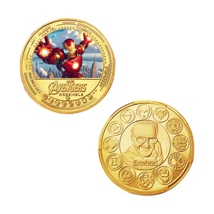 Monedas con Temática de Películas de Marvel Americanas, Monedas de Oro de Iron Man, Monedas Conmemorativas de Metal de Héroes de Marvel, Chapadas <span class=keywords><strong>en</strong></span> Oro de 24K, Gran Venta - Product Image 3