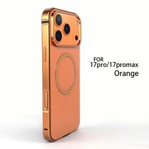 <span class=keywords><strong>Coque</strong></span> de téléphone de luxe à chargement magnétique puissant pour iPhone 17 Pro 17 Pro Max, pare-chocs en aluminium antichoc, orange - Product Image 2