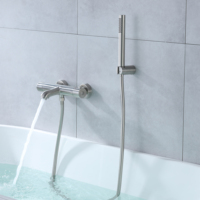 Ensemble de douche thermostatique en acier inoxydable 304 nickel brossé avec mitigeur de bain et douche pluie