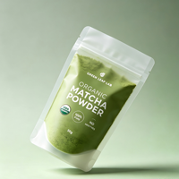 Sacs en Mylar givrés personnalisés de qualité alimentaire, semi-transparents, avec fermeture éclair, pour emballages de poudre de matcha