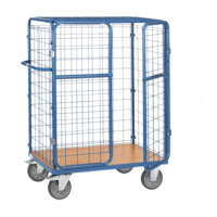 Chariot logistique OEM ALLWORLD CH05101 robuste à 4 roues, avec cage en fil d'acier, capacité 500 kg, 1115*730*1800mm, revêtement poudré