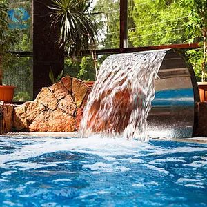 Fonte de cascata para piscina, fonte de aço inoxidável para jardim e piscina