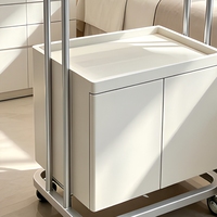 Chariot de Salon Portable Haut de Gamme en Bois Blanc Personnalisé et Étagère de Traitement Spa avec Lits de Massage pour Salons, Spas et Barbiers