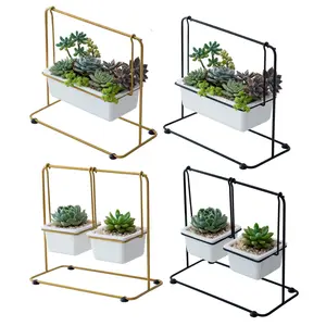 Indoor Wohnkultur Kombination Kreative nordische einfache Geometrie Schaukel Eisen rahmen Keramik fleischige Vase Blumentopf