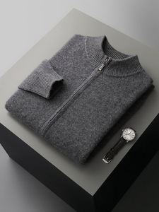 Set Giacca <span class=keywords><strong>con</strong></span> Colletto e Pantaloni in 100% Lana Australiana, <span class=keywords><strong>Cardigan</strong></span> Spesso <span class=keywords><strong>con</strong></span> <span class=keywords><strong>Cerniera</strong></span> per <span class=keywords><strong>Uomo</strong></span>, Autunnale - Product Image 4