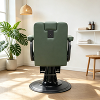 Fauteuil de Barbier en Cuir Vert Hydraulique Inclinable Pivotant à 360 Degrés pour Salon de Coiffure OEM ODM Personnalisé