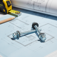 Vis autoperceuse en acier Zhunte DIN 7504k à tête hexagonale, zinguée, avec rondelle en EPDM étanche pour béton, classe 12.9, droite, HHDT