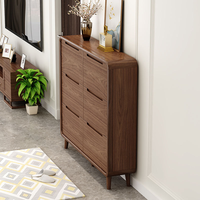 Meuble à chaussures multifonctionnel ultra-fin extensible en MDF couleur noyer moderne pour maisons et hôtels