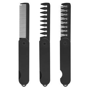 Multi-funzione pettine nero pieghevole da viaggio barba pettine 2 In 1 doppio dente barba pettine - Product Image 6