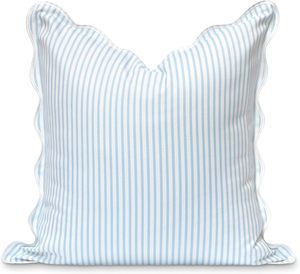 Fodera per cuscino lombare rosa con bordo smerlato, solo fodera per cuscino decorativo da interno/esterno, solo fodera per cuscino con stampa a righe <span class=keywords><strong>verdi</strong></span> e bordo a contrasto - Product Image 3
