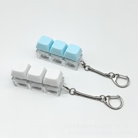 Porte-clés clavier mécanique 4 touches, personnalisé, en acrylique, avec lumière LED, thème Anime Dessin Animé, jouet anti-stress, étanche
