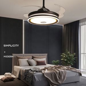 Nouvel arrivage Ventilateur de plafond à lame rétractable pour salon encastré lumière led moderne avec lumière - Product Image 2