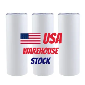 米国倉庫マットホワイト20オンスステンレス鋼熱転写印刷タンブラー二重壁断熱ストレート昇華タンブラー