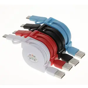 قابل للسحب لفة حاكم 2 في 1 USB كبل مزامنة بيانات كابل شحن لالروبوت + نوع C الهاتف الذكي الهاتف المحمول شاحن