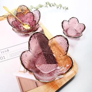 Nordique créatif gris couleur or jante pétale forme bol verre clair bol créatif <span class=keywords><strong>couverts</strong></span> bol <span class=keywords><strong>à</strong></span> <span class=keywords><strong>salade</strong></span> plat de cuisson ensemble en gros - Product Image 1