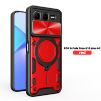 Pour Infinix Smart 10 Plus coque de téléphone conception d'armure béquille avec protection d'objectif coulissant PC coque mobile en TPU