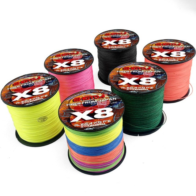 X8 Fishing Line PE Strands Braided Wire Floating Super Strong Green Colorful Smooth Strong Pull Power Lake Fishing Line