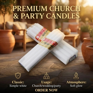Religious White Long Church <strong>Candle</strong> Production Paraffin Wax <strong>Taper</strong> <strong>Candles</strong> Bulk Export for Wholesale Distributors - Product Image 1