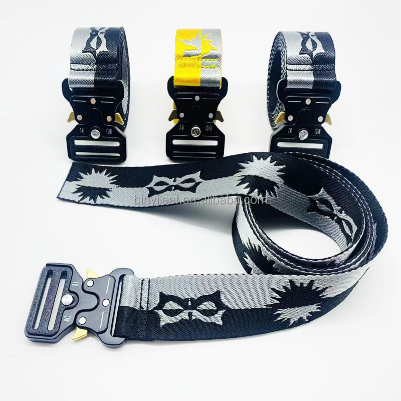 Custom Jacquard Logo Belt with Magnetic Buckle - Nylon Woven