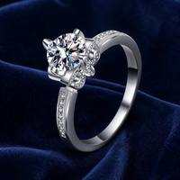 Bague solitaire en argent sterling 925 avec moissanite 1 carat, pavé rond, pour femme, bijoux de mariée délicats et élégants, vente en gros