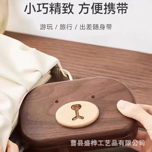 Caja de joyería de madera con forma de oso, almacenamiento portátil ovalado para anillos y pequeños accesorios - Product Image 4