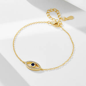 Bracelet de <span class=keywords><strong>tennis</strong></span> en argent sterling plaqué or 14 carats avec perles d'eau douce et zircon pour femmes Wind Devil's Eye-Cadeau tendance pour les fêtes - Product Image 2