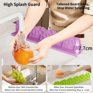 Silicone Sink Splash Guard 20in Purple Water Baffle Kitchen Faucet Drain Protector Non Slip <b>Suction</b> <b>Pad</b> - Product Image 5