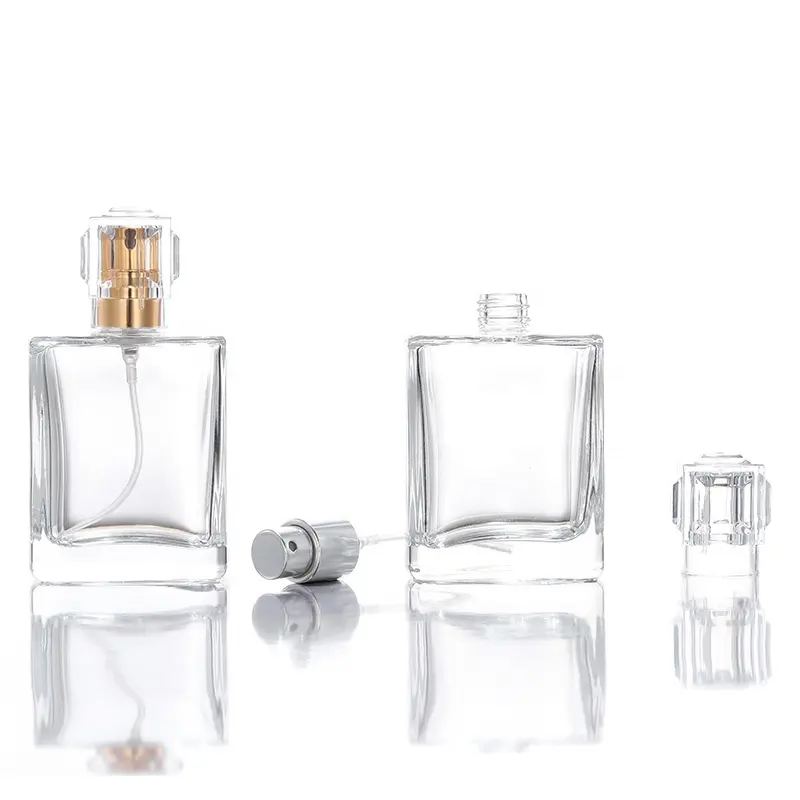 30 50 100ML Empty Perfume Bottles Elegant Square Clear Glass Bottle Fine Mist Atomizer for Perfumes, Colognes, and Aromatherapy