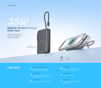 Batterie externe 10000mAh, charge rapide 35W PD, écran LCD intégré, type C, chargeur de batterie portable OEM