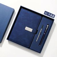Cadeaux promotionnels en gros, ensemble de carnet de notes en cuir véritable personnalisable, ensemble cadeau avec tasse isotherme, bouteille d'eau, logo personnalisé