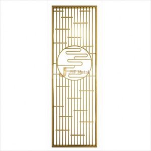 EX396 Paravent en acier inoxydable finition miroir pour décoration intérieure, cloison de séparation finition brossée pour chambre d'hôtel - Product Image 1