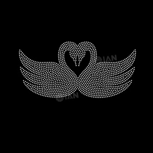 Sẵn Sàng Để Tàu Thiên Nga Rhinestone Chuyển Thiết Kế Pha Lê AB Động Vật Sắt Trên Rhinestone Chuyển Motif Cho Quần Áo - Product Image 1