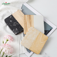 Sous-verres hexagonaux personnalisés en bois d'acacia et marbre, style nordique - Écologiques, durables, de qualité alimentaire, non toxiques pour hôtels et cuisines
