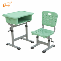 Ensemble chaise et bureau d'étudiant réglable en plastique, mobilier scolaire moderne avec 1 tiroir, pour la maison, le bureau, la chambre, le salon, usage commercial