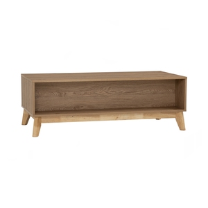 Mesa de Centro HIRADO de Color Roble Natural Clásico, Patas de Madera Maciza, Mesa Rectangular para Sala de Estar y Salón Tradicionales - Product Image 4